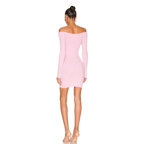 Lovers and Friends Lavender Ribbed Knit Off-Shoulder Mini Dress SMALL Bodycon - Picture 3 of 8